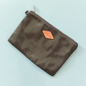 Mz Wallace Black Zipper Top Nylon Mini Costmetic Bag Red Lining